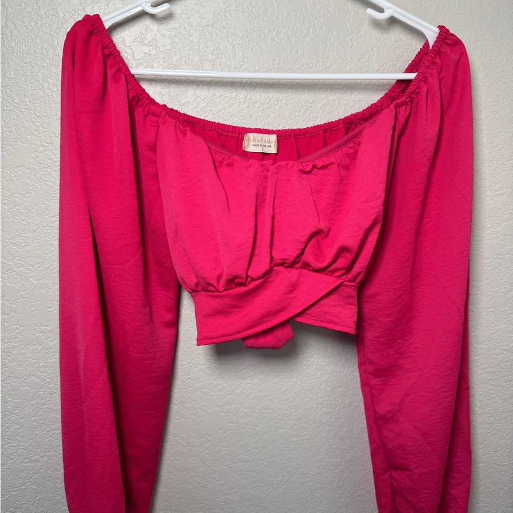 Altar'd State Fuchsia Cropped Blouse